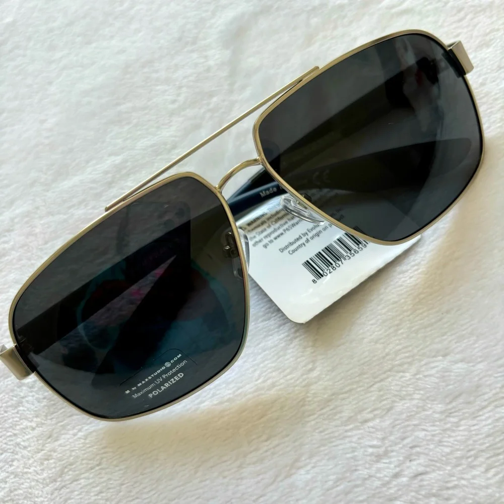 M BY MAXSTUDIO Men's Aviator Rectangular Polarized Sunglasses--MX9457--NWT